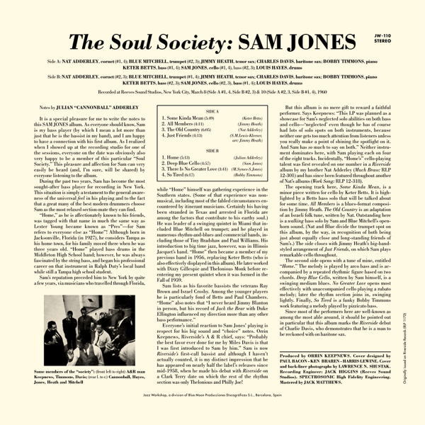 画像2: 【JAZZ WORKSHOP】180g重量盤限定盤LP Sam Jones サム・ジョーンズ / The Soul Society