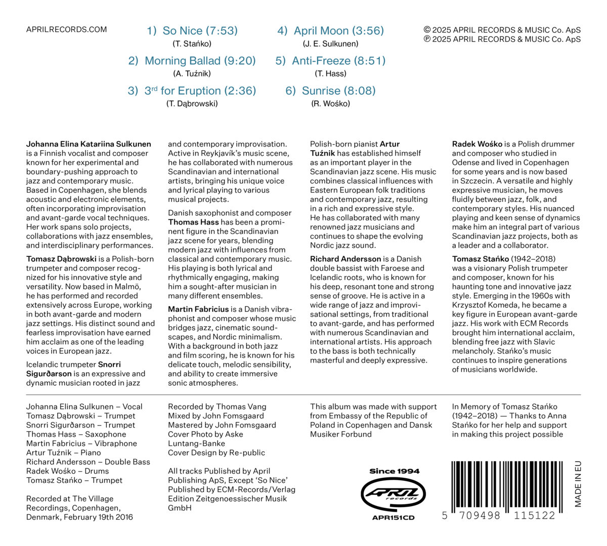 Scandinavian Art Ensemble with Tomasz Stańko / The Copenhagen Session Vol. 2