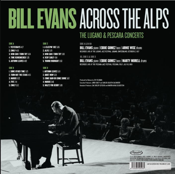 画像2: 【送料込み価格設定商品】 【RECORD STORE DAY 限定LP】 完全限定180重量盤2枚組LP Bill Evans ビル・エヴァンス / Across The Alps - The Lugano & Pescara Concerts   ルガーノからペスカーラへ。二つのヨーロッパ公演に聴く、ビル・エヴァンス・トリオの軌跡  